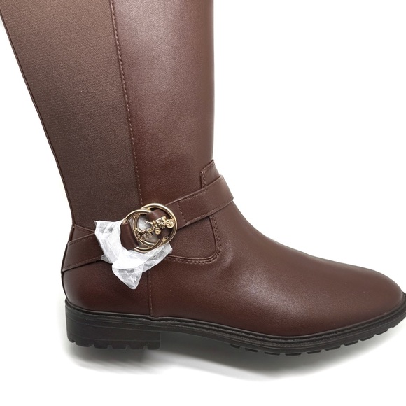 Coach Farrah Tall Riding Boots with Logo Buckle Walnut Size 10 - Picture 7 of 15